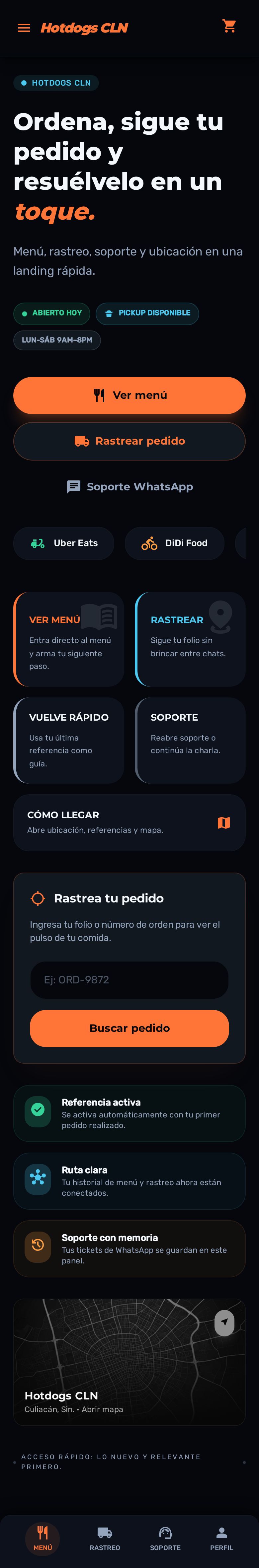 Hotdogs CLN · hub de pedidos